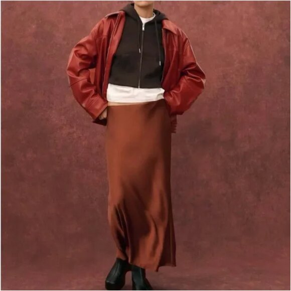 ZARA SATIN EFFECT MIDI SKIRT NWT - Picture 7 of 12